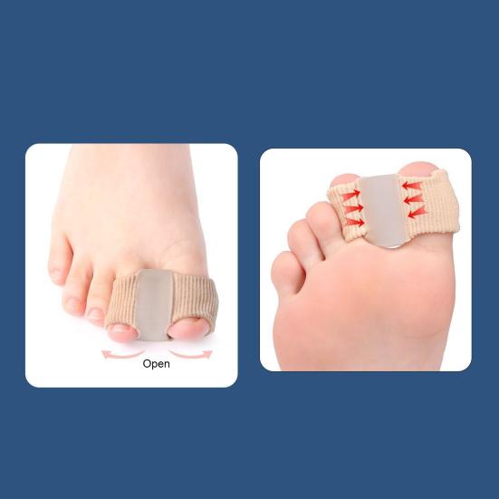 2Pcs Toe Separator Silicone Soft Gel Pedicure Tool for Toe Valgus Overlapping Correction Breathable Elastic Toe Spacer Skin-friendly Foot Care