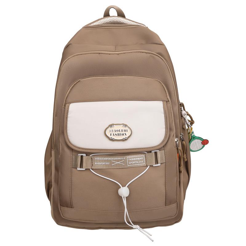 

Студенческий школьный рюкзак с контрастной строчкой, большой емкости, школьный рюкзак для старшеклассников хаки