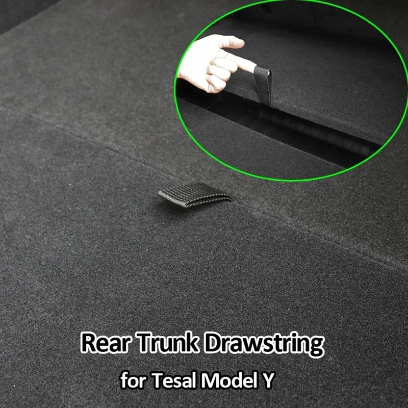 Kofferraum Seil Zugband Für Tesla Model Y 2021-2026 Öffnen Heckklappe Abdeckung Griff Zugband Auto Organizer Zubehör Gadgets