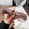 New Fashion Handmade Diamond Women's Large Frame Sunglasses Frameless Diamond Sunglasses Fashion Square Sunglasses