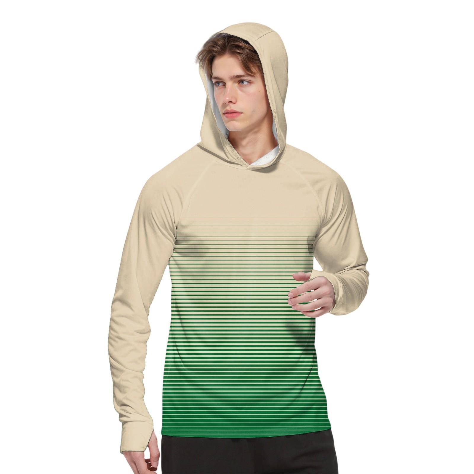 Мужская модная рубашка с длинным рукавом с принтом и капюшоном SPFUV L бежевый 1965₽