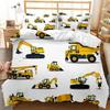 Boys Cartoon Car Bedding Set Full Construction Vehicles Comforter Cover Kids Cartoon Machinery Truck Soft Polyester Duvet Cover