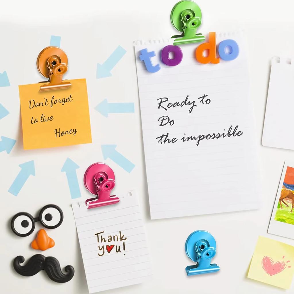4pcs Magnetic Clip Magnets For Fridge Multifunctional Color Apply To Refrigerator Whiteboard Office Use Note List Photo Displays