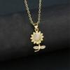 Classic Sunflower Rose Zirconia Pendant Necklace Celebrate Love, Loyalty Botanical Jewelry for Women Girl Party Summer Gift