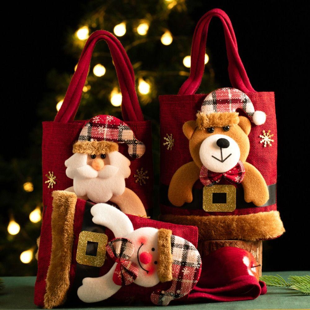 

Santa Christmas Present Bags Elk Candy Bags Lovely Gift Plush Bag Props C