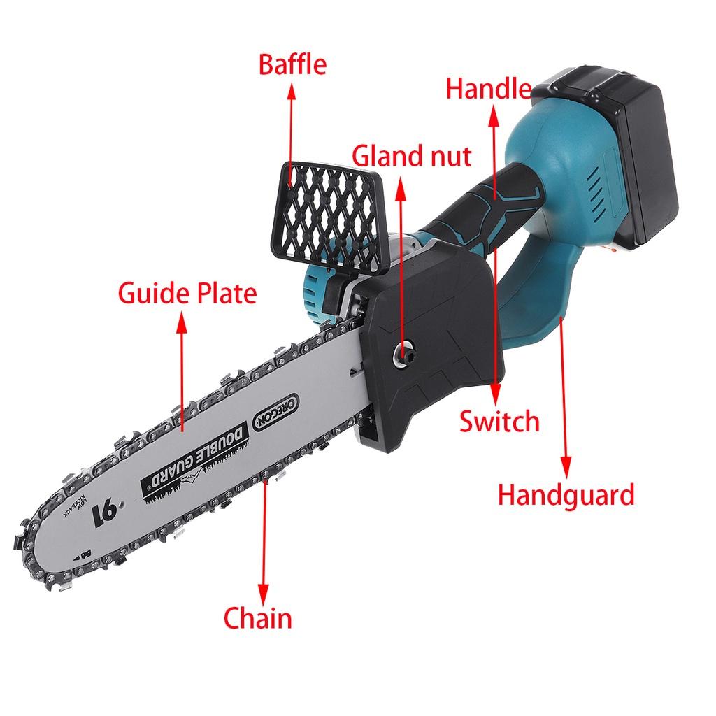 21V Cordless Electric Chain Saw Wood 8inch / 10inch Mini Cutter One-Hand Saw Woodworking Tool