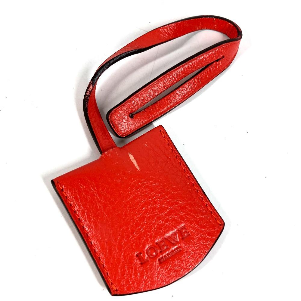 Loewe Logo Heritage Bag Tote Bag Shoulder Bag Leather Orange Red Based
