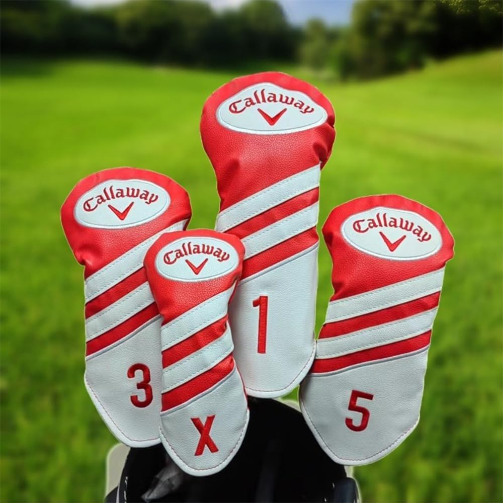 Callaway Golf Headcover Enthält Eisen Fairwayholz und Driver Headcover ELLIE&LEO 4-teiliges Set, Abdeckungen, Headcover, (rot) [Gebraucht]