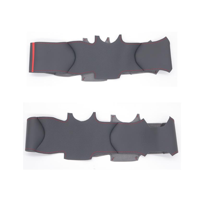 Черный искусственный кожаный чехол на руль автомобиля — фото 5