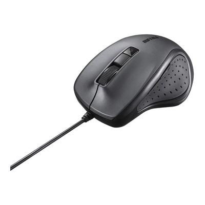 BUFFALO Wired BlueLED Quiet 5 Button Mouse Black BSMBU308BK