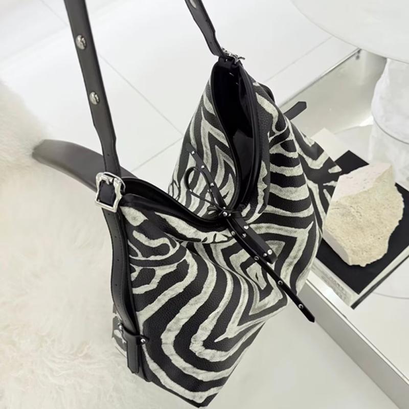 SHELKSBAG Designers Luxury Women Bags 2025 Fashion Zebra Stripes Handbag Large Capacity High Quality Chic Novelty Shoulder Bag