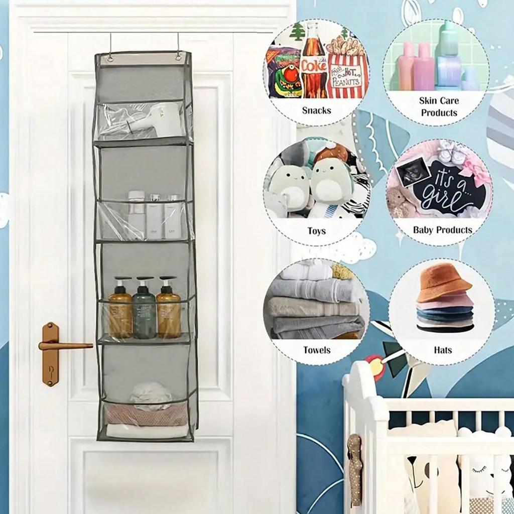 1pc/2pcs - Over-the-Door Organizer – Versatile, Foldable, Clear Wall-Mounted Storage Solution for Home Organization