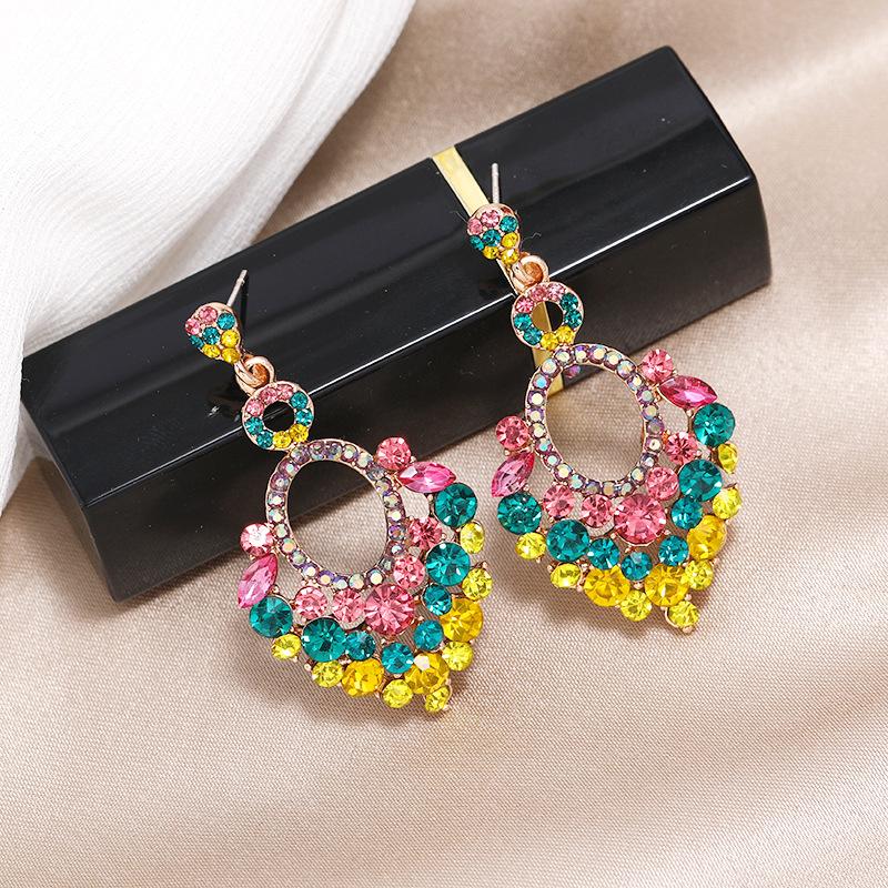 S925 silver needle niche baroque retro personalized crystal stud earrings women's fashion versatile long temperament earrings