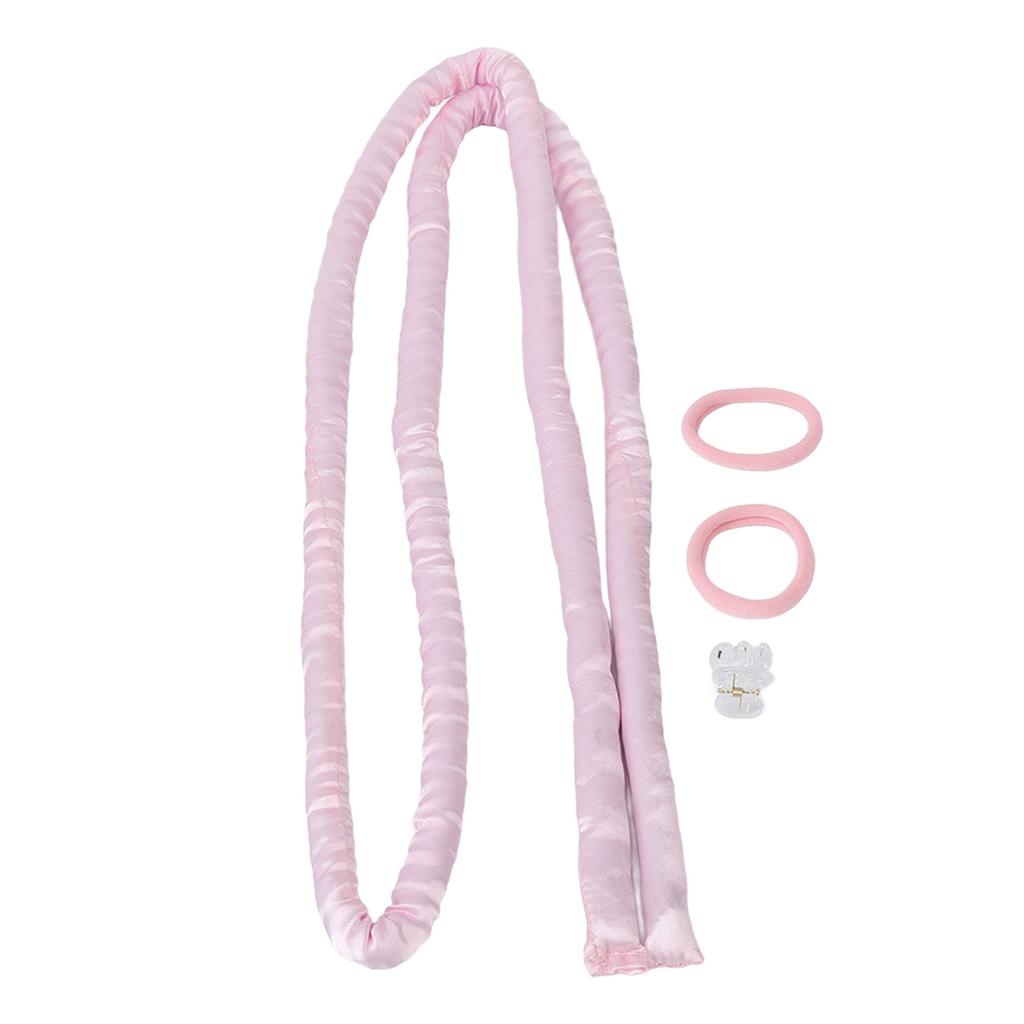 Pink Heatless Curling Set Hair Rod High Comfort Cloth Headband Clips DIY Curls Rollers for Sleeping