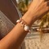 Boho Summer Beach Pearl Seashell Charm Bracelet for Women Gold Tone Alloy Ocean Starfish Dangle Chain Vacation Jewelry Gift