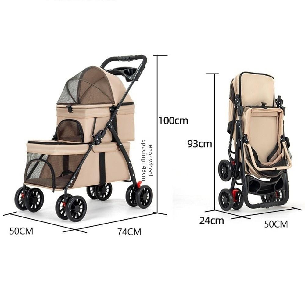 Foldable Double Pet Stroller with 2 Carriages Dog Stroller New Cat Strollers for Dogs and Cats