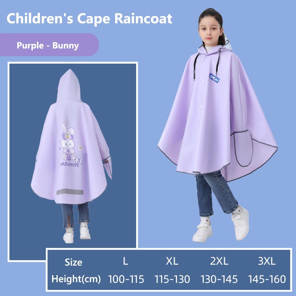 With Gloves Waterproof School Raincoat Detachable Clear Brim Outdoor Rain Cloak  for Boys and Girls