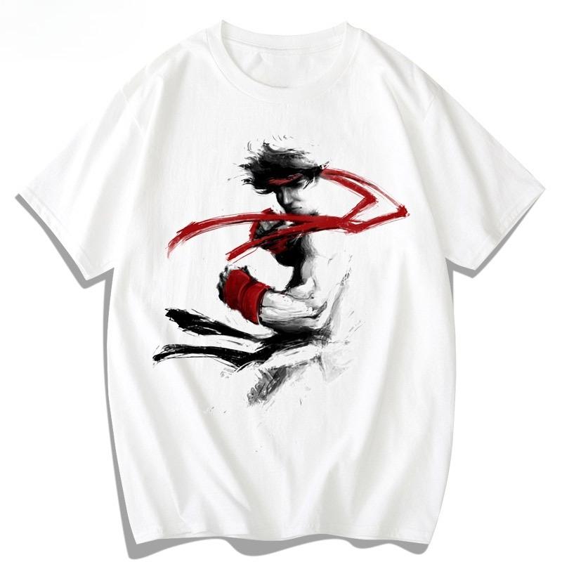 Ryu Print Tshirt Unisex Street Fighter 6 Retro Arcade Game Cotton Tee Fighting Game Fan Casual Short Sleeve Shirts L