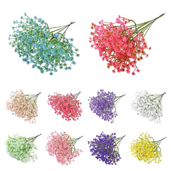 10 Pcs Baby Breath Artificial Flowers Real Touch Fake Baby Breath Flowers Bulk Faux Gypsophila Bouquet with Stems for Wedding Home Party Garden Decor