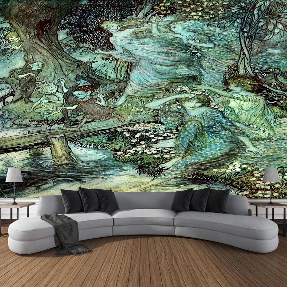 Home Wall Decoration Tapestry Retro Art Painting Background Office Living Room Tapestry