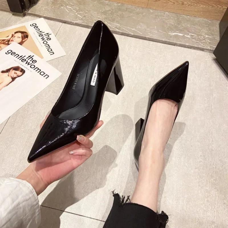 Fashion Pointed Toe With Heel Women's Shoes Blue Non Slip 2025 Trend Lastest Casual Spring Beau Today Quick Delivery On Y2k Ladies Pumps