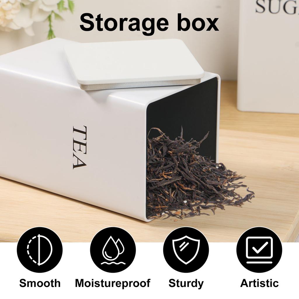 3pcs/Set Tea Coffee Sugar Canisters Versatile Kitchen Storage Jars with Airtight Lids Metal Storage Jar for Home Office Use