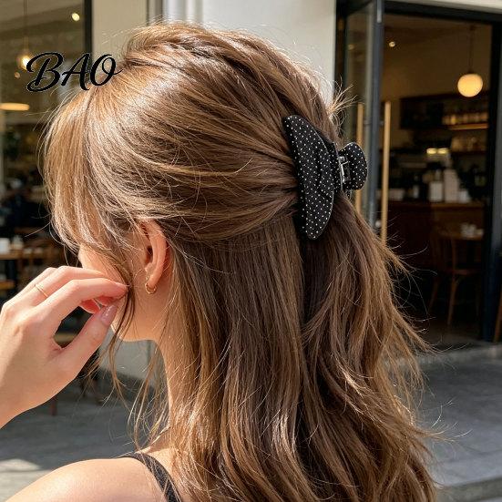 Alltägliche Haarspangen Polka Dot Krallenclip für Damen, 10 cm Schwarz/Weiß/Rot Große Clips, Großes Elegantes Accessoire, Starker Halt Kein Verrutschen Dick oder Dünn