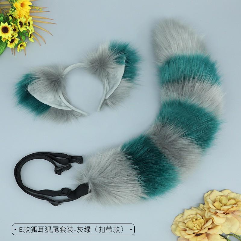 Handmade Fox Ear Headband Tail Set Cosplay Costume Accessories - Soft Plush Animal Ears Kit