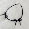 Elegant Bowknot Short Necklace Fashion Crystal Beaded Choker Necklace Simple Collar Necklace Clavicle Chain Jewelry