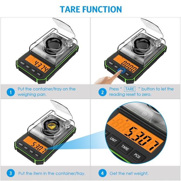 0.001g-50g Portable Mini Digital Milligram Scale LCD Display with 50g Calibration Weights Tweezers