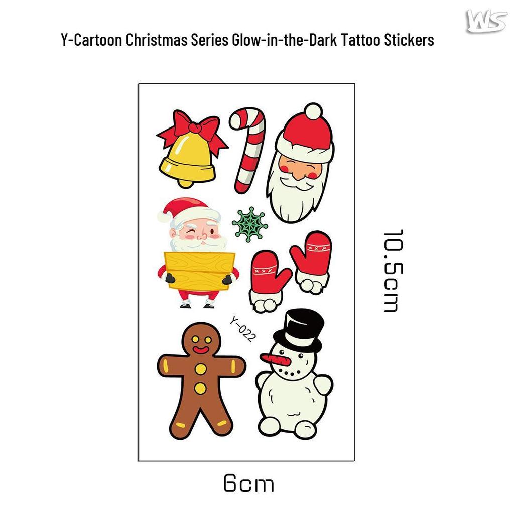 Creative Luminous Christmas & New Year Tattoo Stickers for Kids - Snowflake & Santa Designs