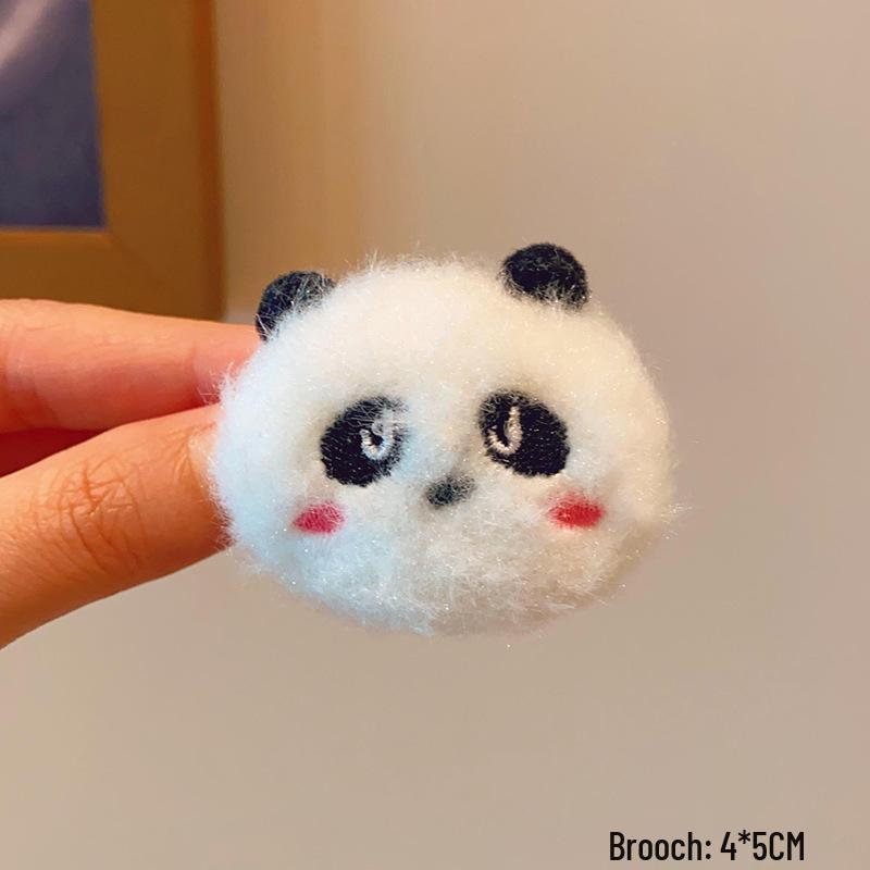 Japanese Kawaii Sunflower Panda Plush Brooch - Adorable Pin for Clothes, Bags, and Accessories.