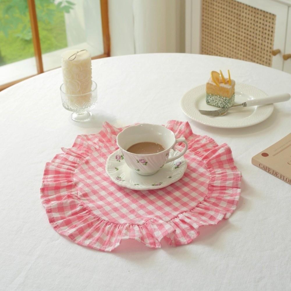 New Soft Ruffle Placemats Cotton Square Cloth Napkins French Round Coasters Table Decor