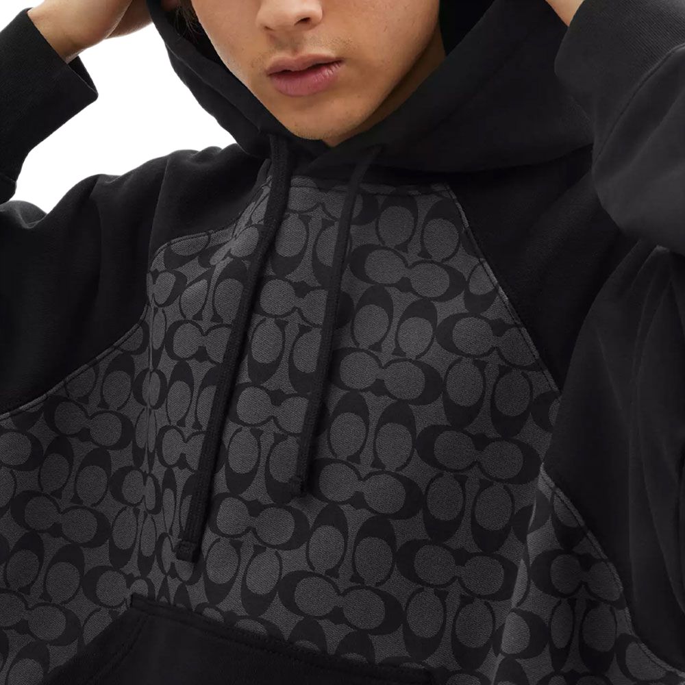Coach SS25 Color Block Signature Long Sleeve Hoodie Men Hoodies Charcoal CY583-R8E