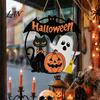 Waterproof Festive Wall Art Halloween Wood Hanging Ornament with Ghost Pumpkin Bat Cat Prints, Durable Indoor Outdoor Decor Front Door Sign