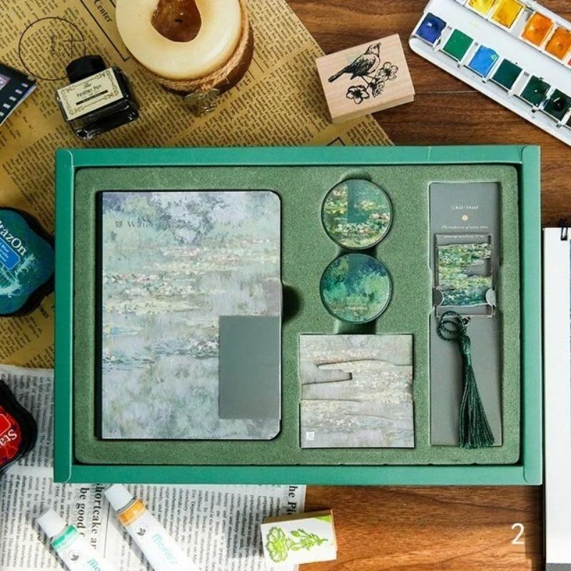 

1Pcs World Famous Paintings Van Gogh Notebook Washi Tape Bookmark Set Sketch Book School Supplies Birthday Gift