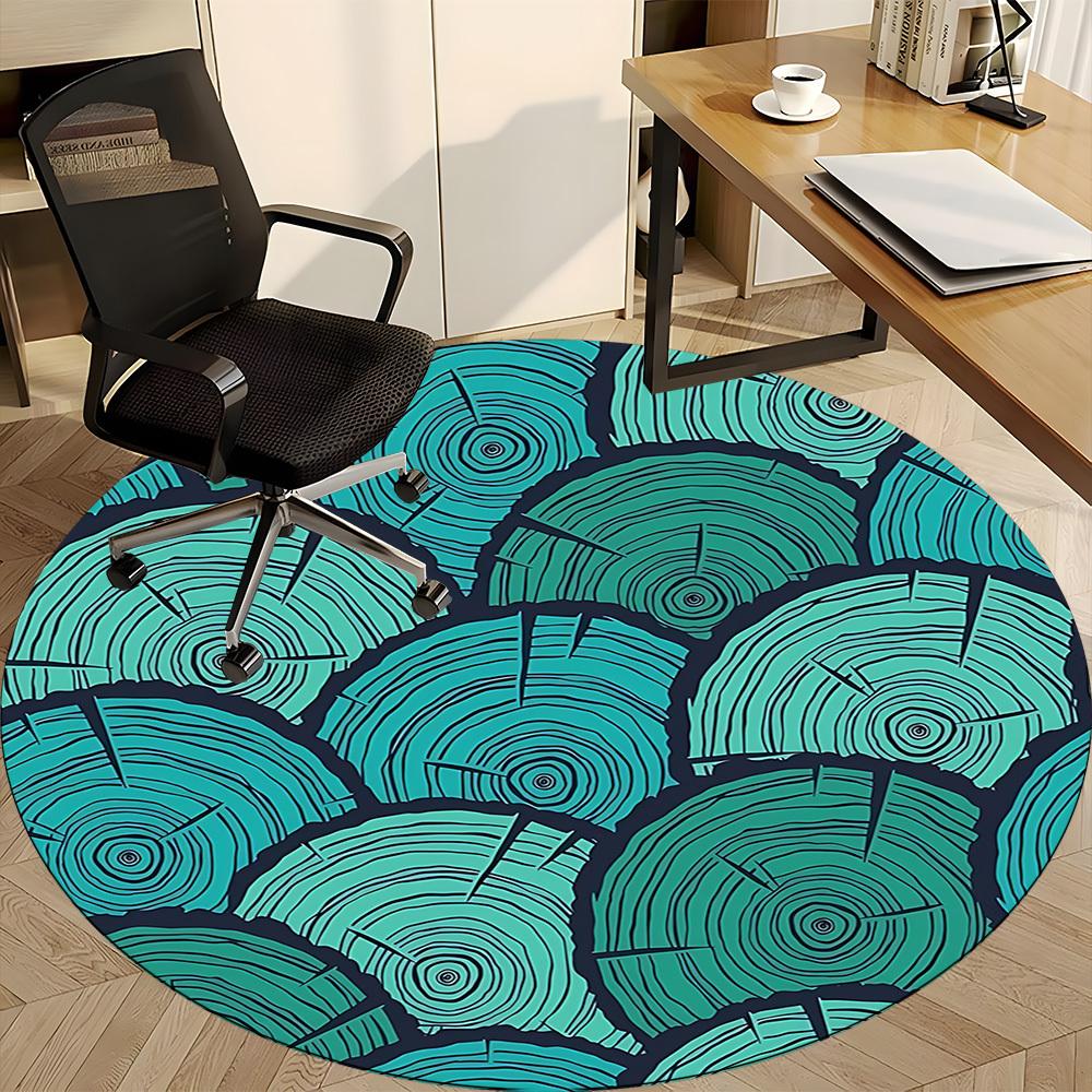 1pc Wooden Rings Office Round Area Rug, Indoor Mat Suitable For Office, Under Office Chairs Bedroom Living Room Home Decor, Room Deco