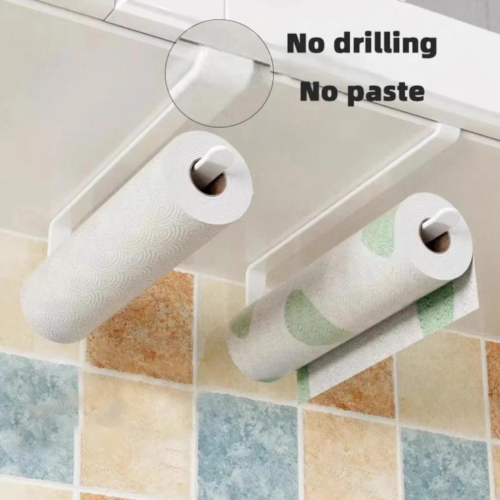 Paper Towel Holder and Toilet Paper Roll Holder Without Drilling – Versatile Storage Rack for Kitchen and Bathroom