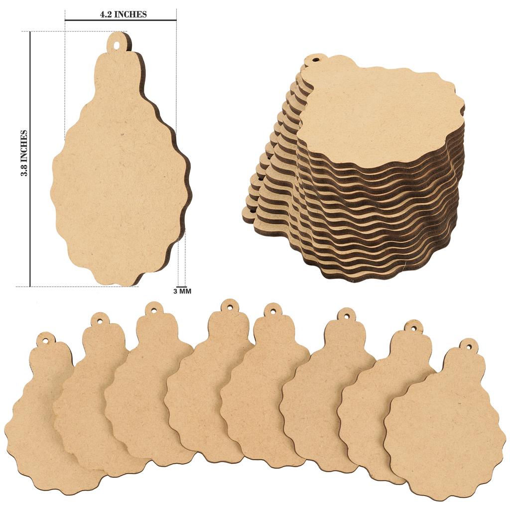 Inkdotpot Holzornament mit Löchern, 8,9 cm, unbehandelt, vorgebohrt, Naturholzscheiben zum Basteln, Holz-DIY-Weihnachtsornamente, Hängeseile, 40 Stück