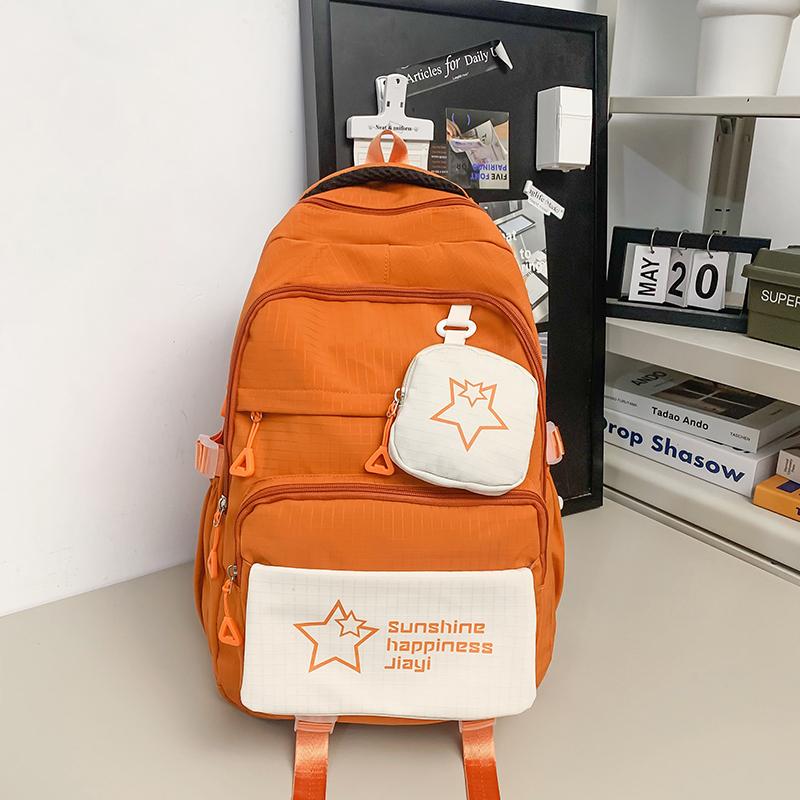 Звездный принт школьный рюкзак женский цветной блок большой емкости рюкзак — фото 12