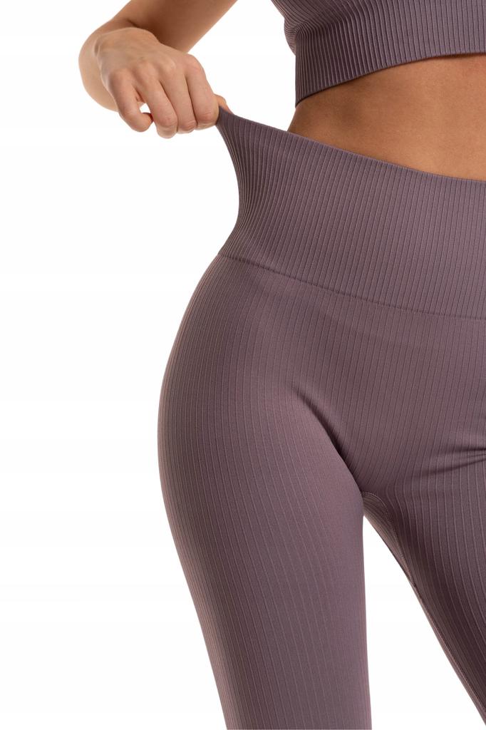 Women's Ribbed Sports Leggings with High Waist Training MORAJ VIOLET L/XL
