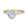 Moonstone Floral Halo Pave Ring - 925 Sterling Silver Gold Vermeil
