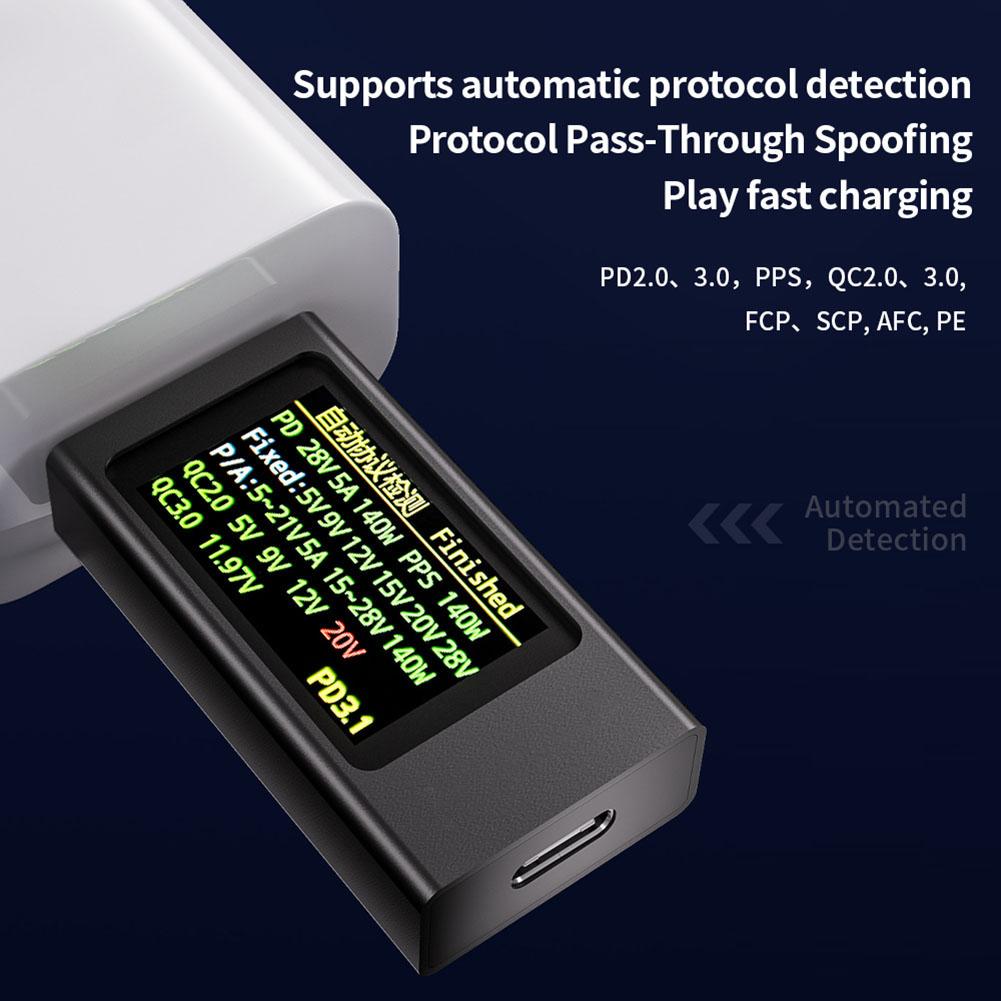 KWS-X1 Digital Voltmeter 4-30V 0-12A Type-C Current Voltage Monitor 240W USB Tester Fast Charging Trigger Meter HD IPS Display