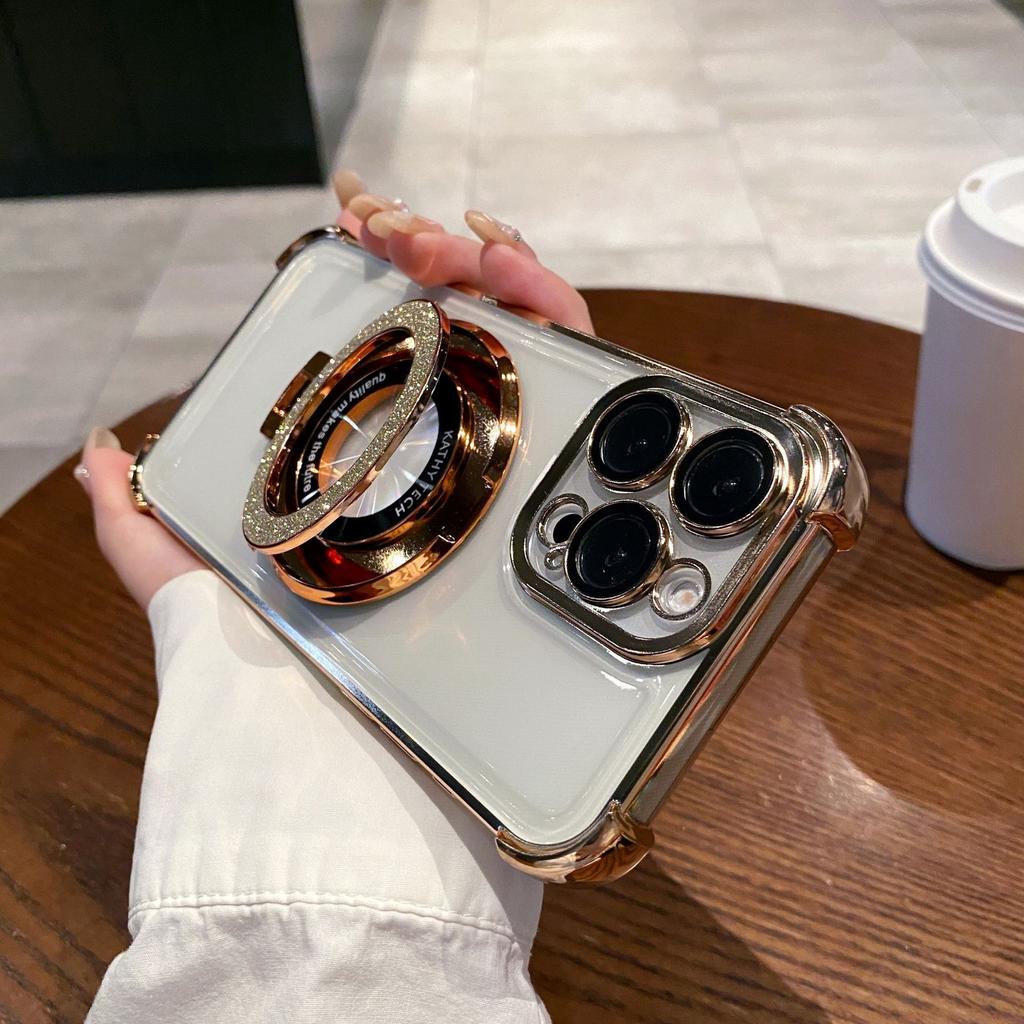Applicable To IPhone16 Magnetic Suction Mobile Phone Case Airbag Anti-fall Case Apple 15 Promax14/13 with Lens Film
