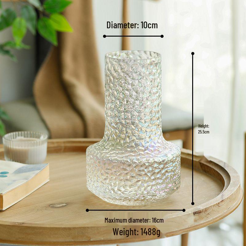 Luxury Hammered Glass Vase: Round Flower Vase & Living Room Ornament for Hydroponics