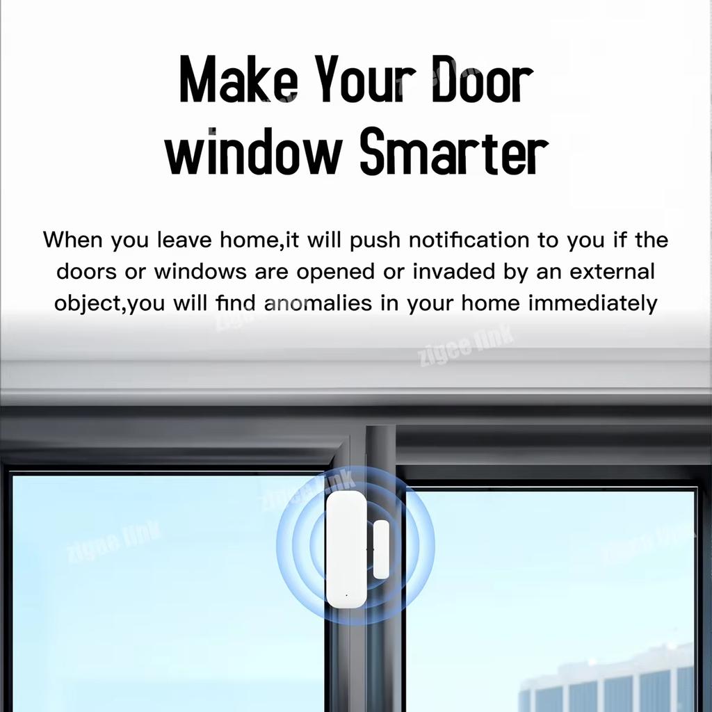 Zigbee Door Window Sensor Security Alarm System with Open/Closed Detector,Alexa & Google Assistant Compatible,Easy One-Key Setup for Home Monitoring