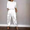 2024 Women's Solid Color Long-Sleeve Suit with Pocket Pants - European & American Style