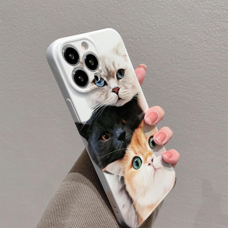 Lovely Cute Cat Phone Case for Oppo Reno14 Reno13 Reno12 Reno11 Reno10 Reno8 Reno7 Reno6 F Z T SE Pro 4G 5G Glossy Film Hard PC