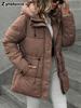 New Foreign Style Thick Cotton Coat for Women, Long Sleeve Hooded Padded Jacket, Slim Fit Fashion Outerwear