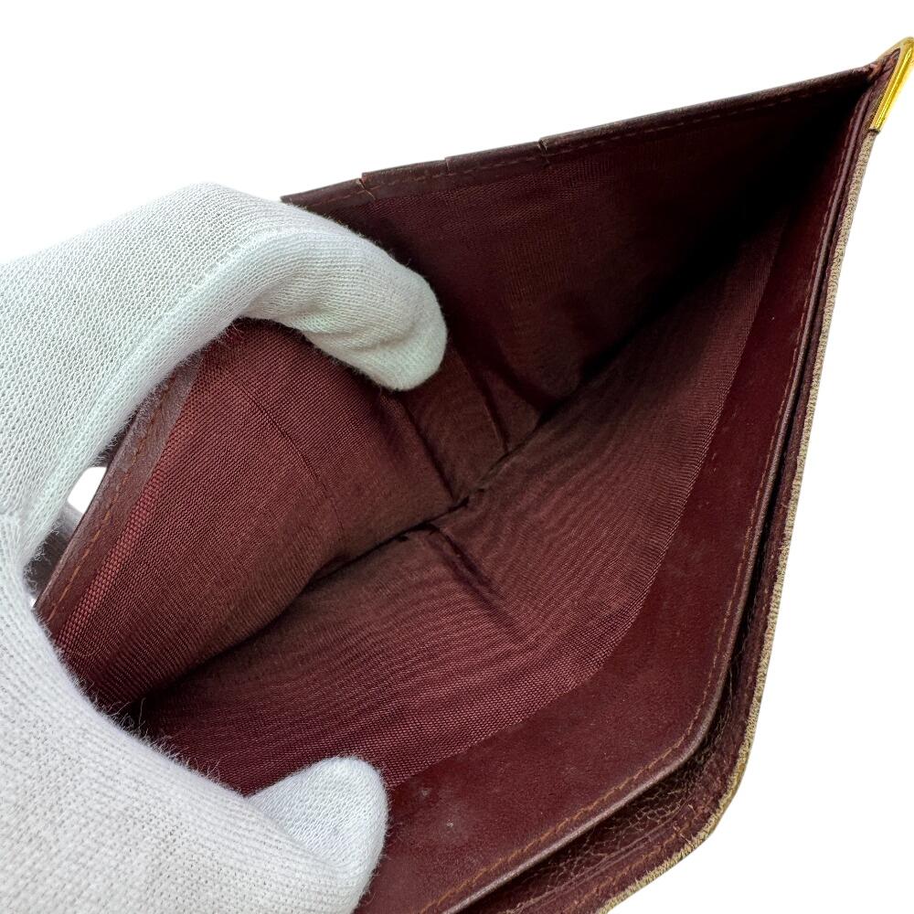 Cartier Ražené logo kožená peněženka Must Line Bifold Červená kůže Dámská Použitá
